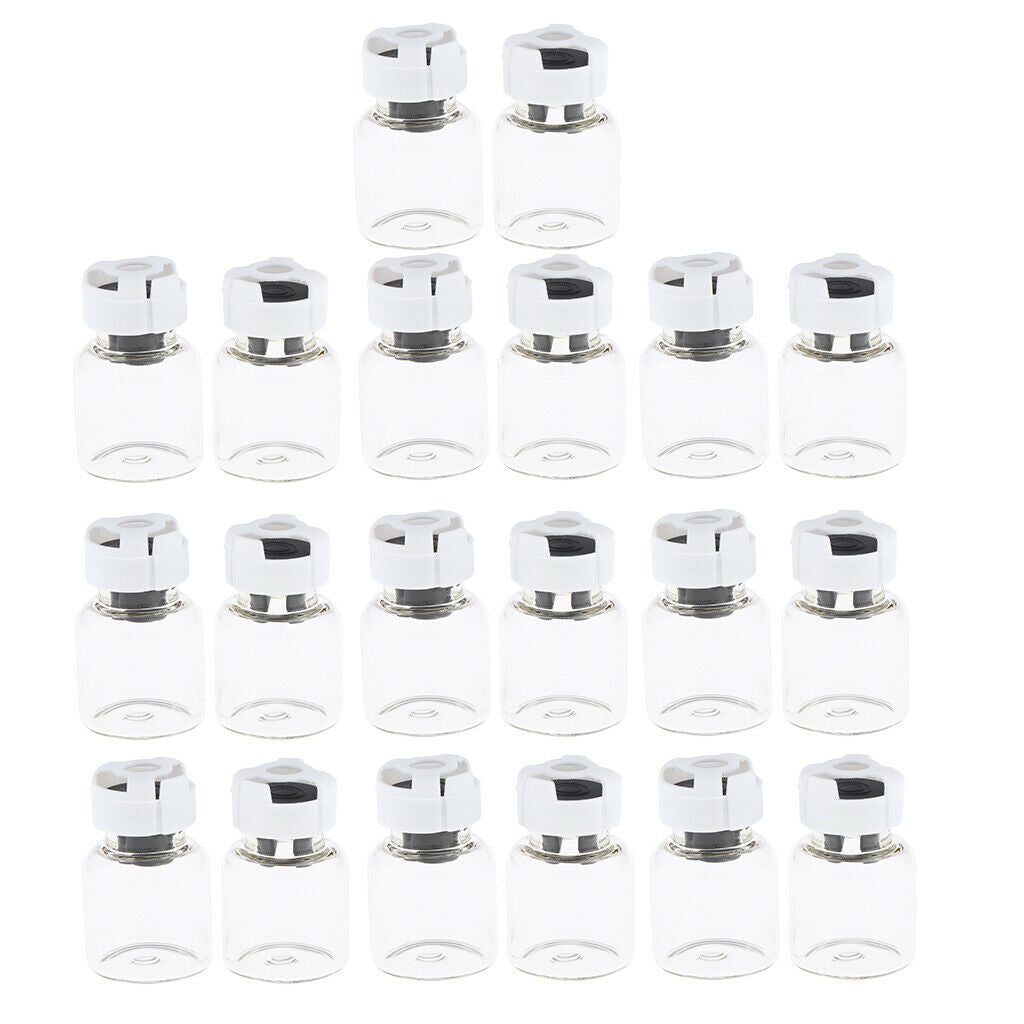 Pack 20pcs Clear Empty Glass Refillable Vials Powder Liquid Containers Gray 10ml