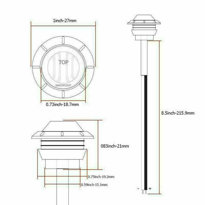 10x 3-LED Bullet Amber Red Light Round Side Marker 3/4" Mini 12V Trailer Truck