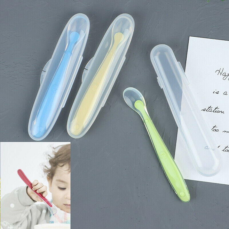 1PC Baby Spoon Feeding with Storage Box Non-Slip Baby Trainning Spoon Tablew Qx