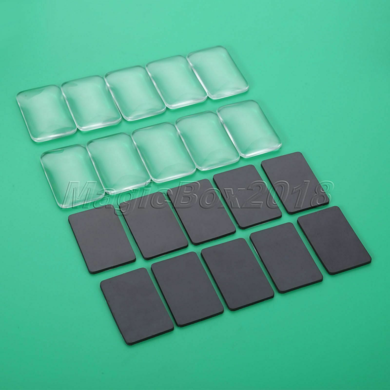 10 Sets Rectangle Shape Glass Cabochon & Fridge Magnetic Stickers Birthday Gift