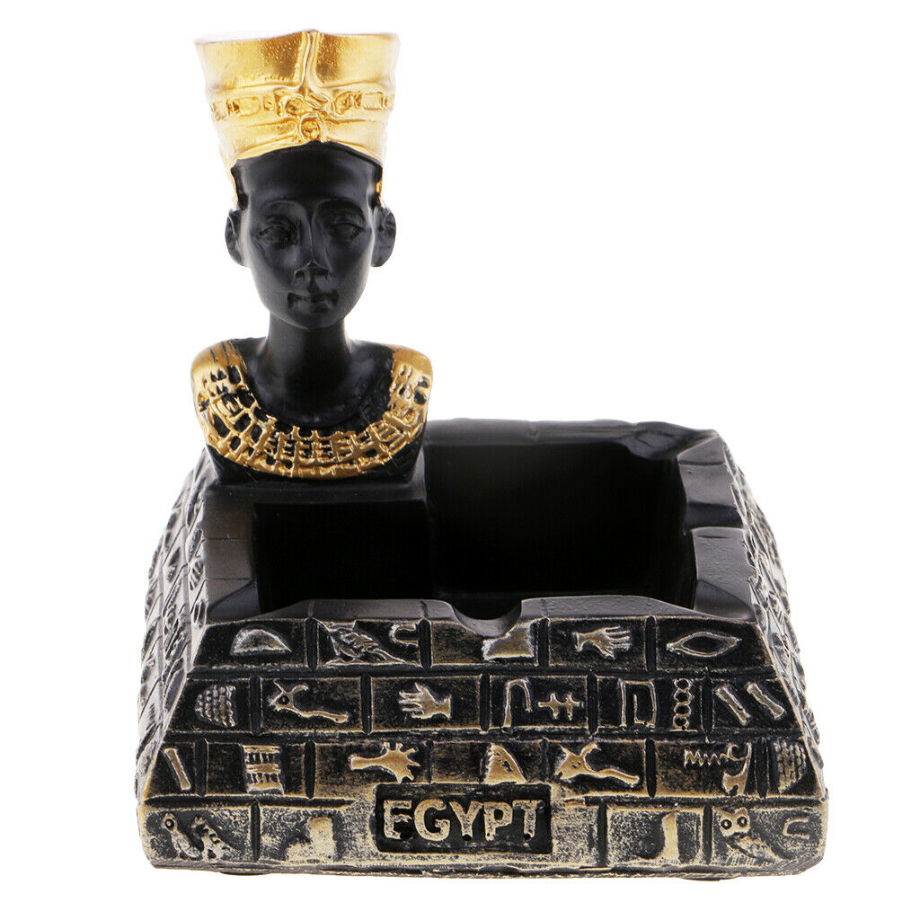 Egypt Pharaoh Cigarette Ashtray Tobacco Ash Tray Holder Home Office Decor Black