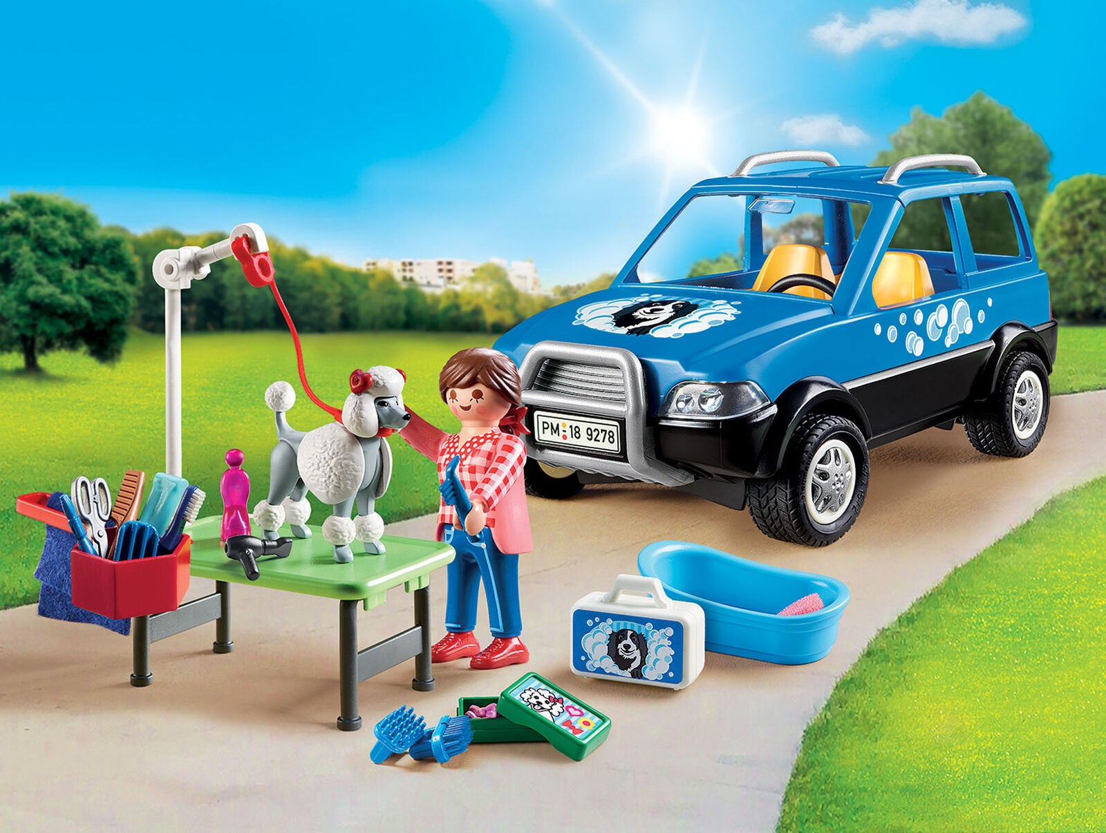 9278 Playmobil Mobile Pet Groomer with Removeable Roof City Life Suitable for ag