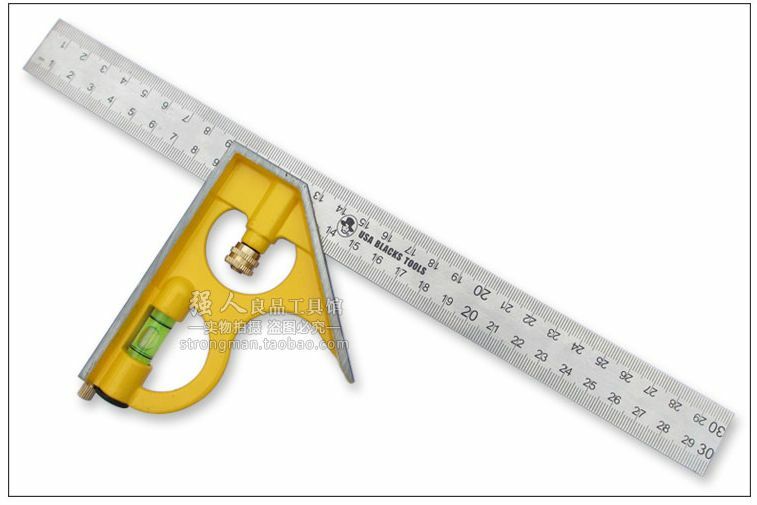 BlACK TOOLS Stainless steel adjustable square 300MM Carpenters' rules 45 degree
