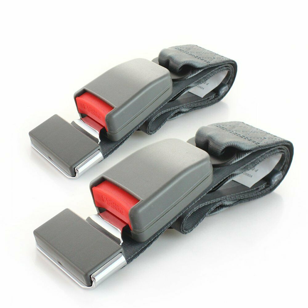 1Pair 2pt Fixed Harness Seat Belt Lap Strap Adjustable Clip Safety Belt Grey