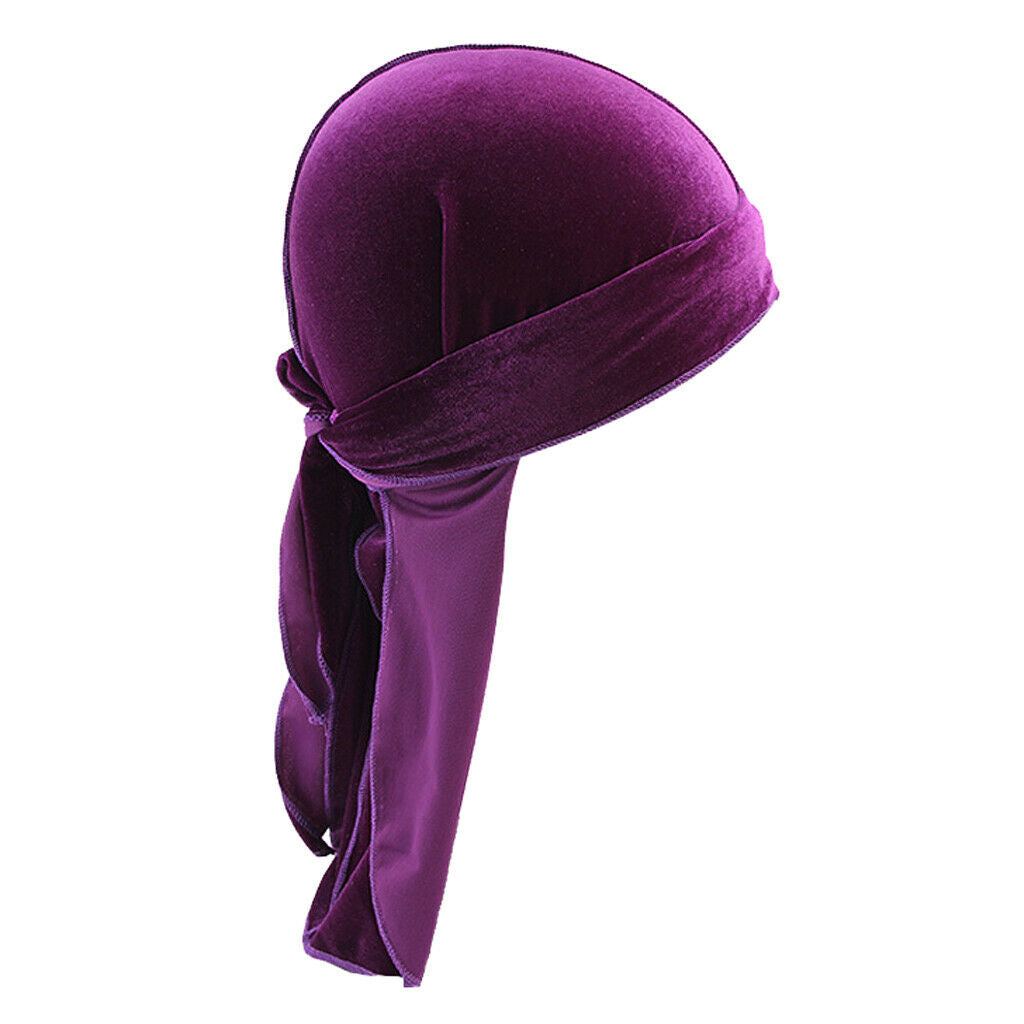 Unisex Fashion Velvet Bandana Hats Long Tail Headwraps Headwear Beanie Hats