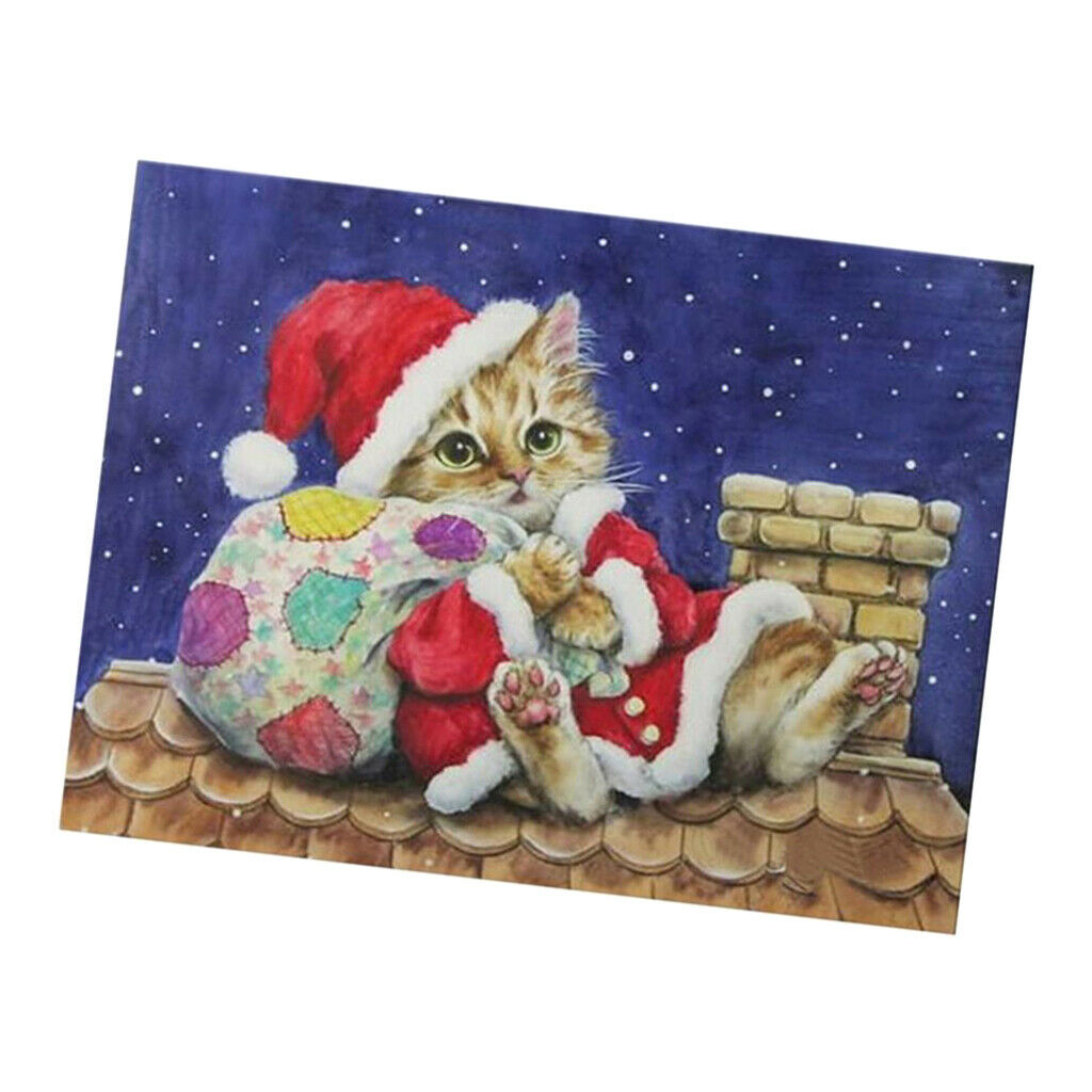 DIY 5D Cat Diamond Painting Embroidery Cross Stitch Kit Home Decor 25 x 20cm