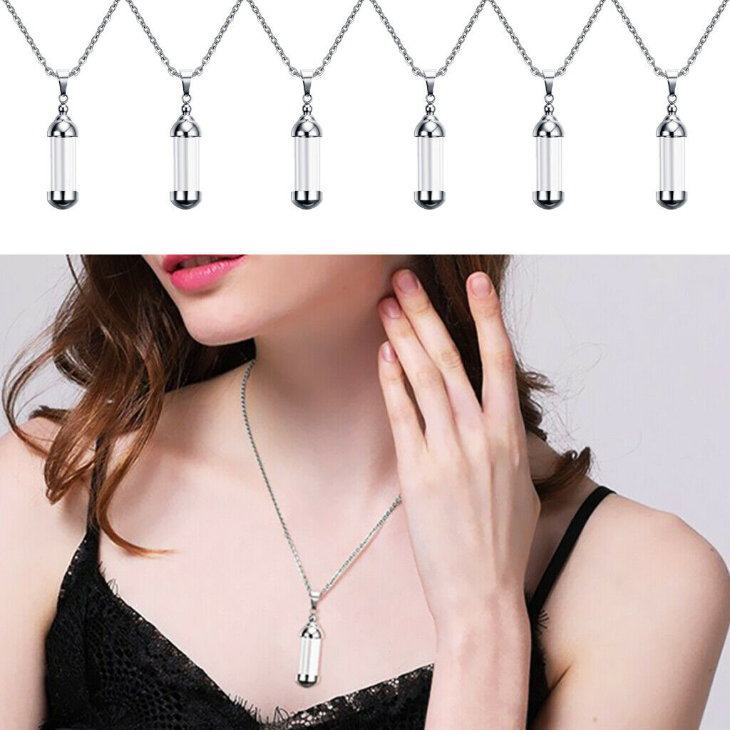 6 Pieces Urn Necklace for Ashes Hourglass Glass Cremation Jewelry Openable