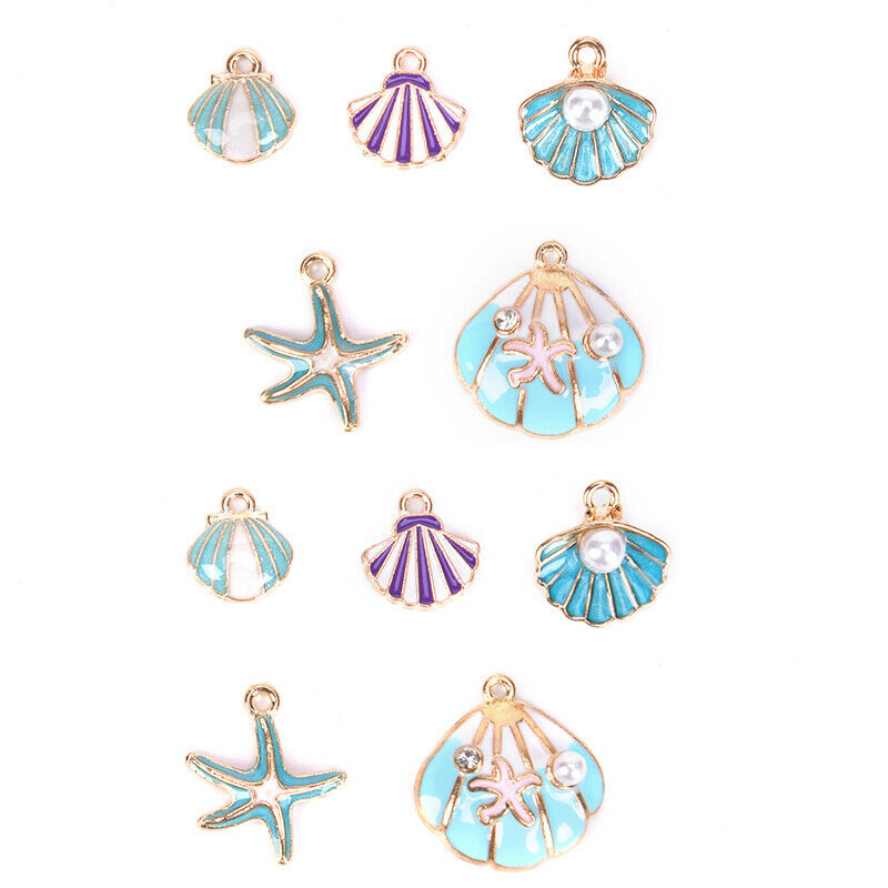 10pcs/lot Enamel Sea Starfish Shell Charms Pendant DIY Jewelry Making Findi SJ