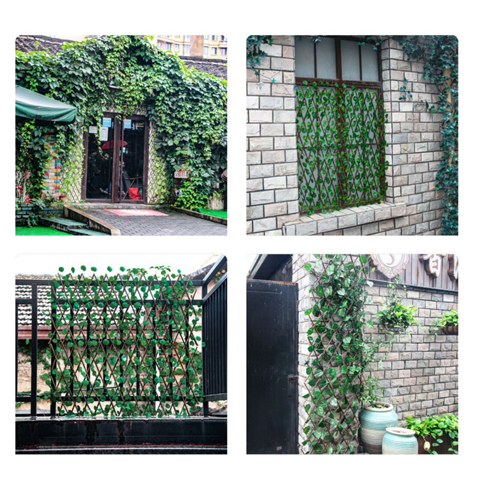 2x Garden Fence Trellis with Artificial Plant Garden Yard Decor Ornament