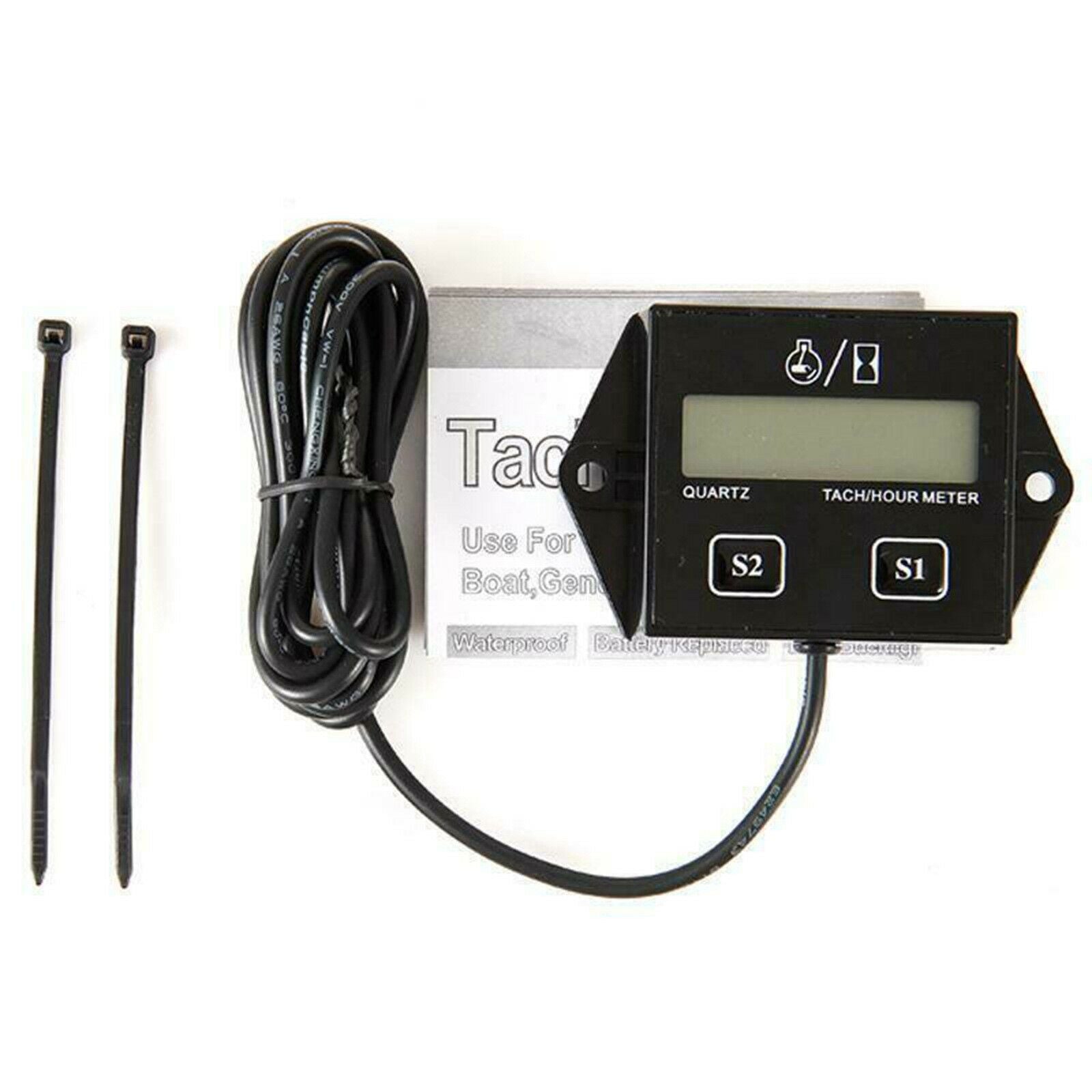 1PC Tiny Tach Digital Hour Meter/Tachometer for Marine Spark Mower Engine Motor