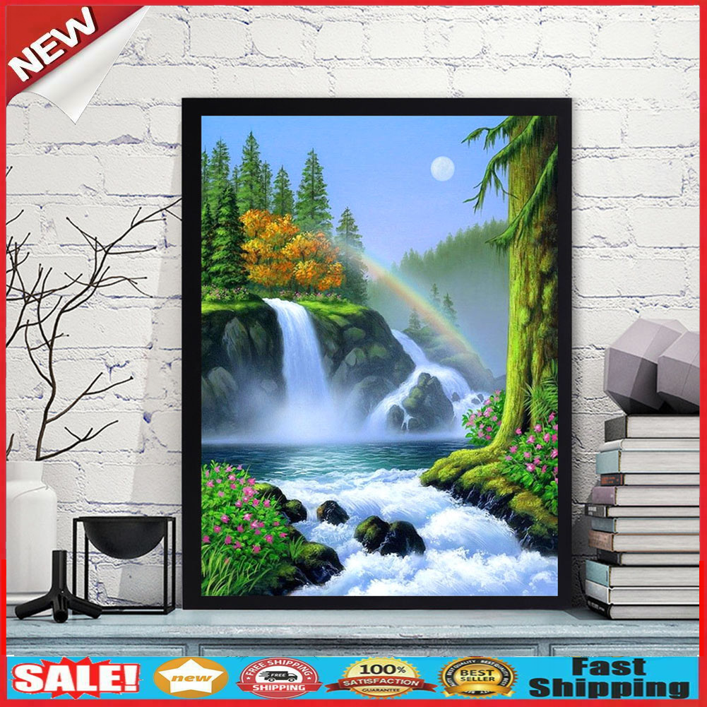DIY Rainbow Waterfall 5D Diamond Painting Embroider Full Drill Cross Stitch @