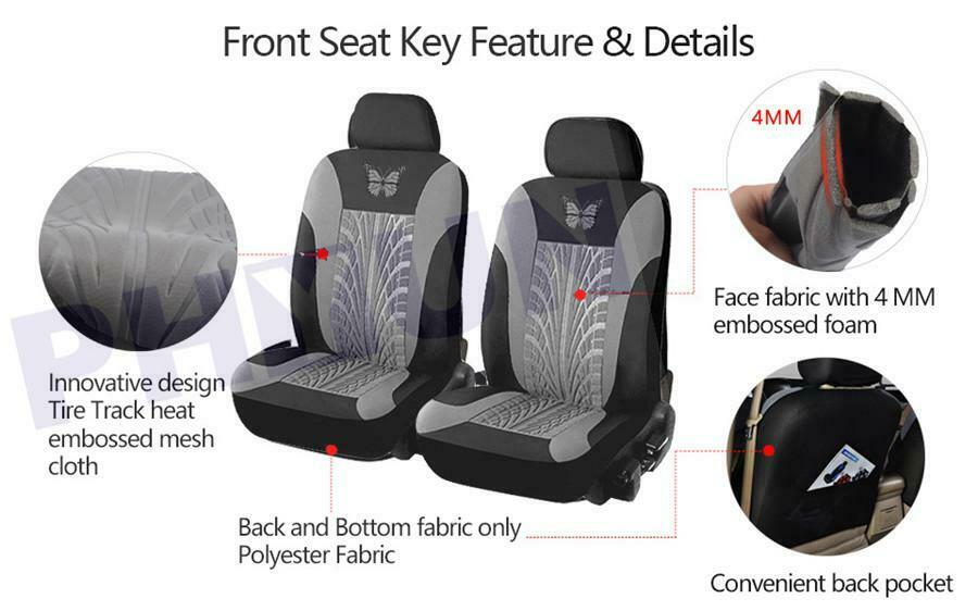 Front 2Seat Car Seat Covers Set Universal Fit Most Cars Covers with Tire Track