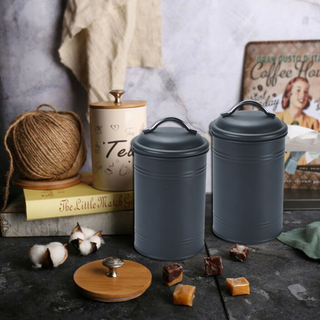 300ml Kitchen Metal Food Spice Seasoning Storage Airtight Canister Jar Black