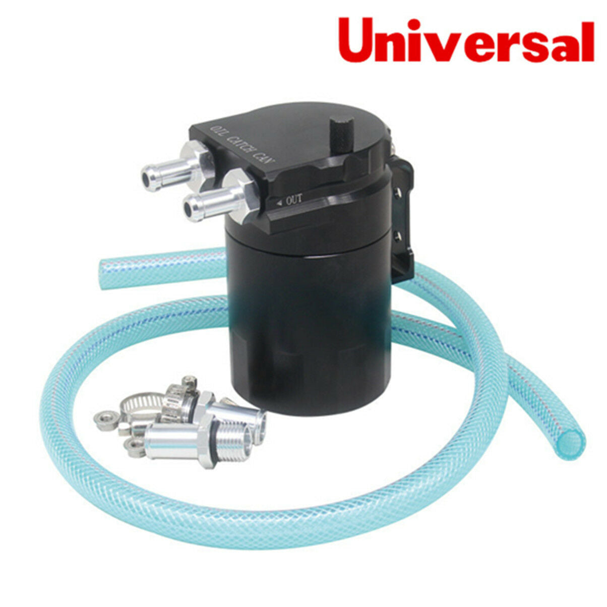 Universal Black Aluminum Baffled Car Oil Catch Tank Can Reservoir Closed loop