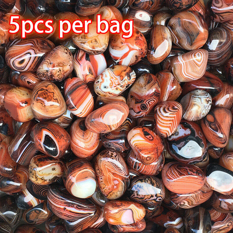 5Pcs Natural Banded Agate Madagascar,Xlarge Tumbled Beautiful Patterns   ZB Tt