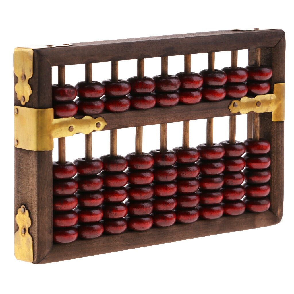 Wooden Abacus Soroban 9 Rods Beads Column Tool Classic Math Calculator
