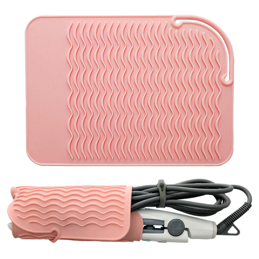 Salon Hair Straightener Anti Heat Safety Silicone Mat Non-Slip Storage Pouch