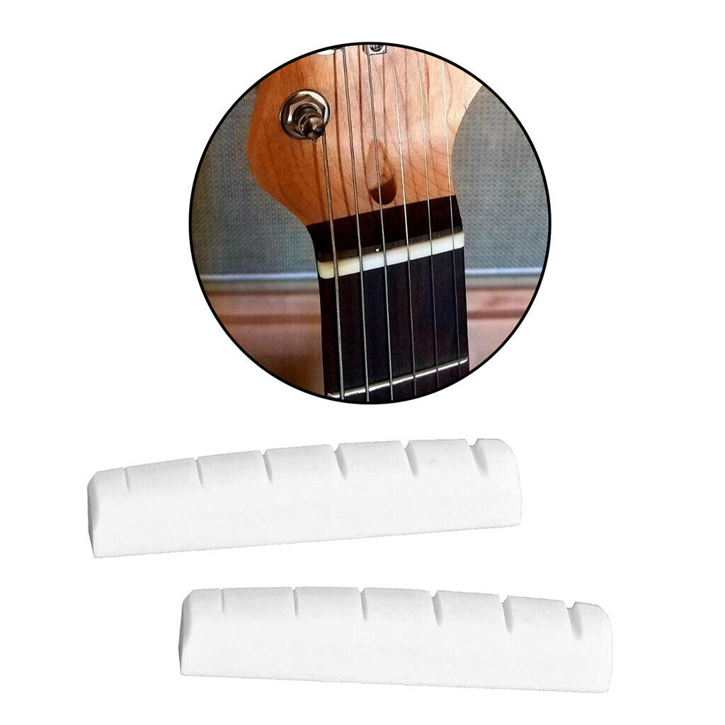 2 Pieces Electric Guitar Bone Nuts 6-String Slotted 43mm X 6mm X 8.5mm