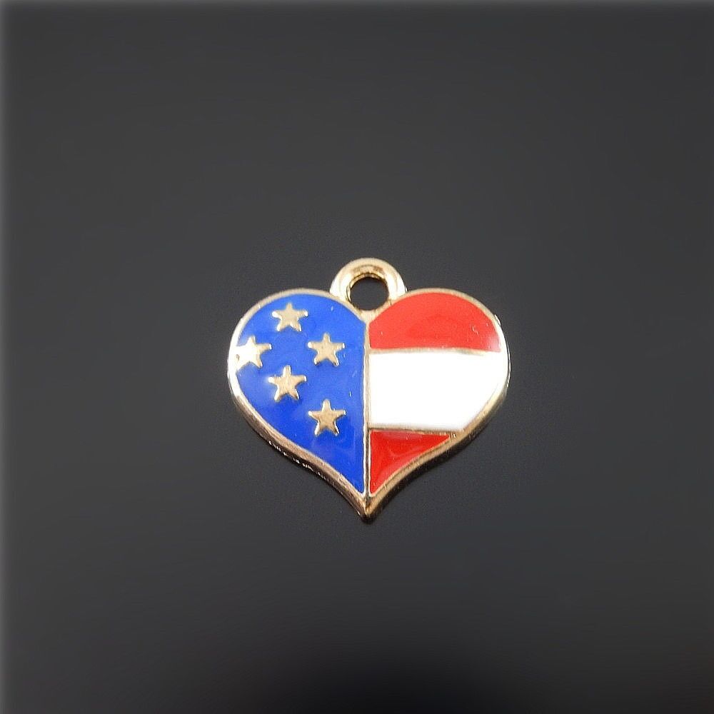 20pcs Enamel Alloy Love Heart Charms Pendant Necklace Jewelry Making 51532