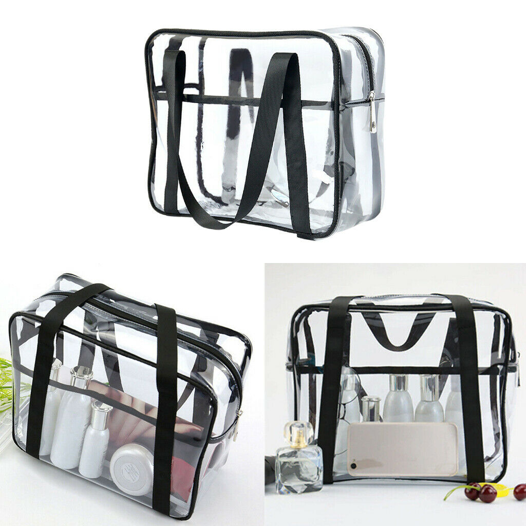 Unsiex Waterproof PVC Clear Transparent Tote Bag Beach Makeup Bathing Wash Bag