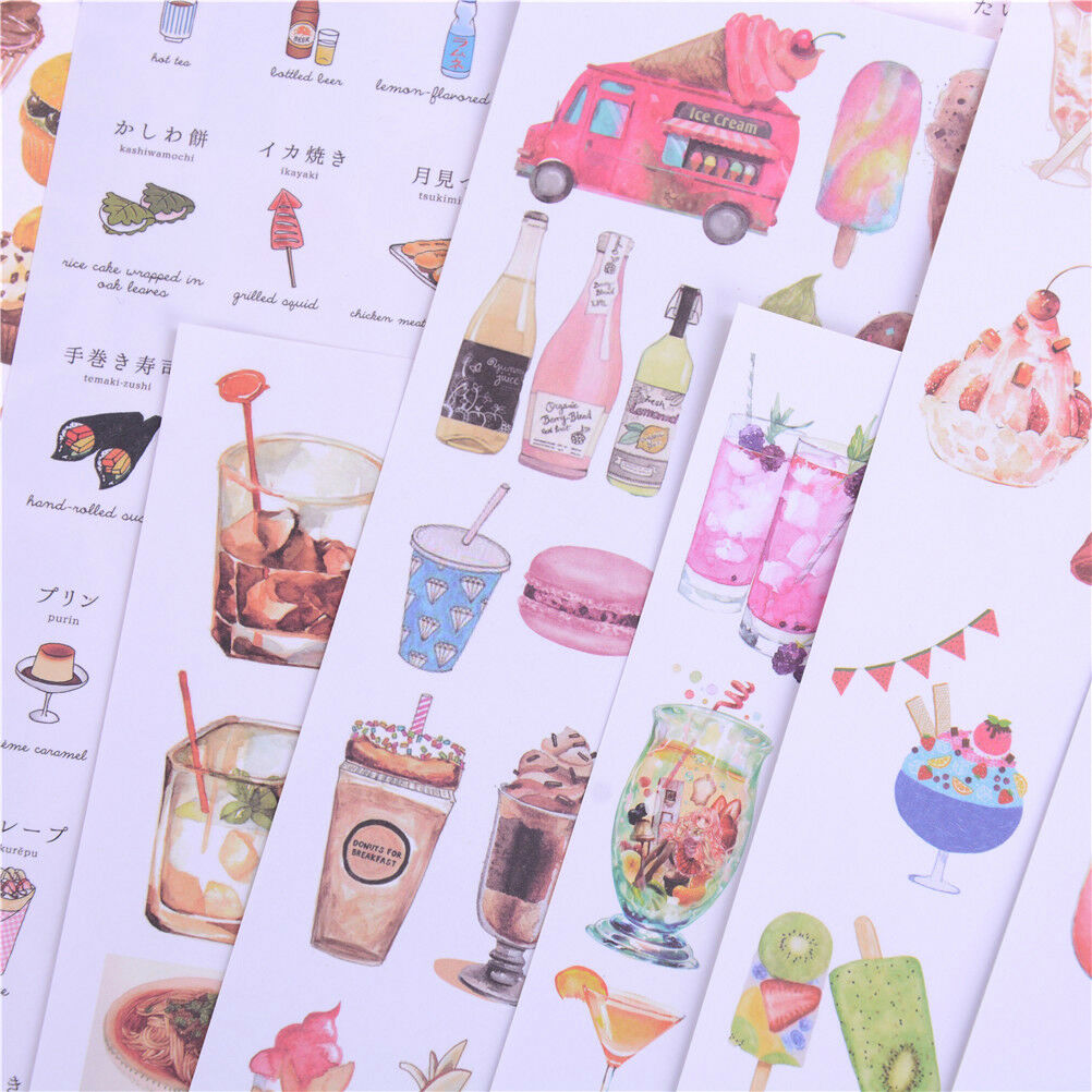 2Sheets Creative Food Drinks Diary Scrapbook Decoration DIY Stickers Toys .l8