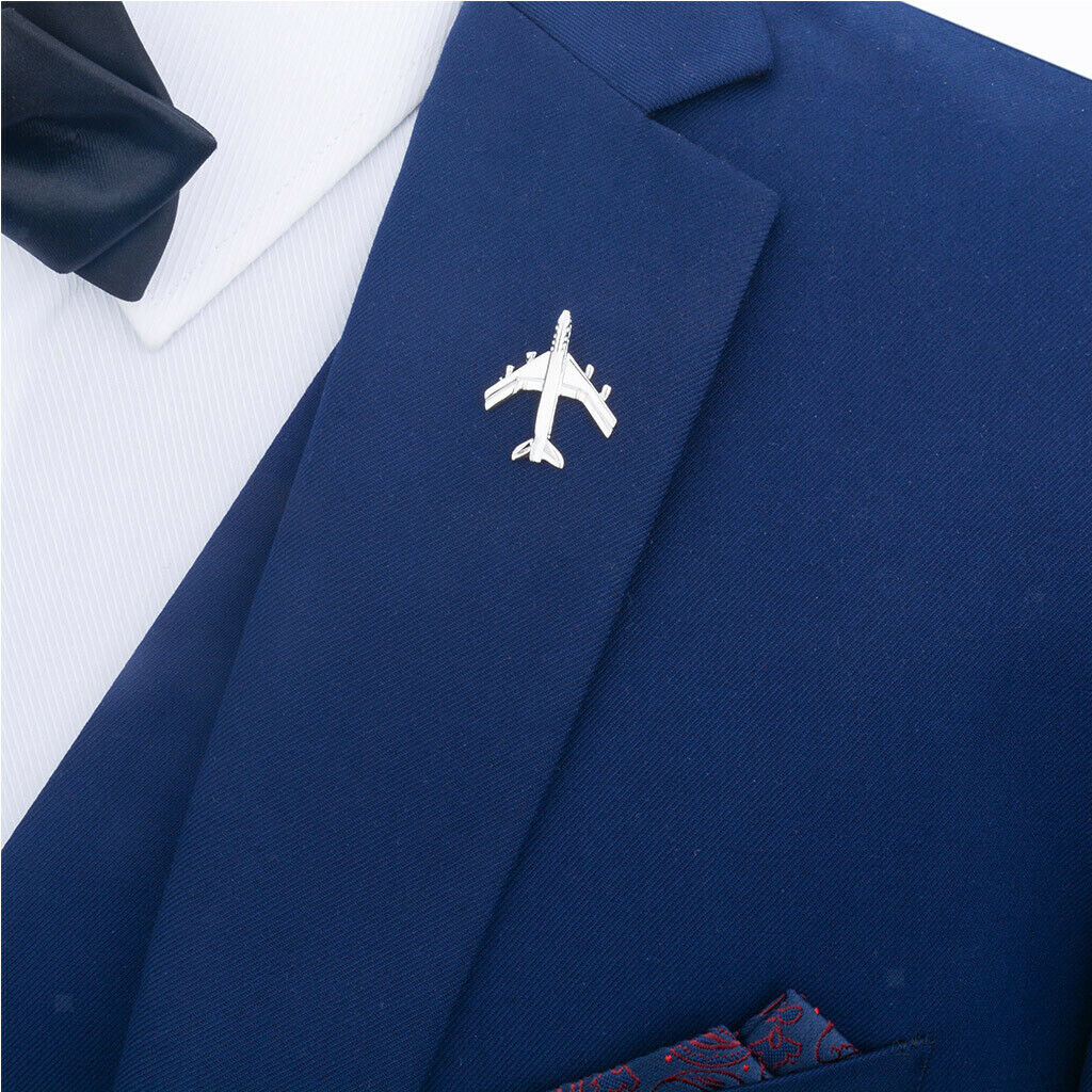 Mens Airplane Brooch Collar Pin Clip Corsage Elegant Wedding Plane Badge