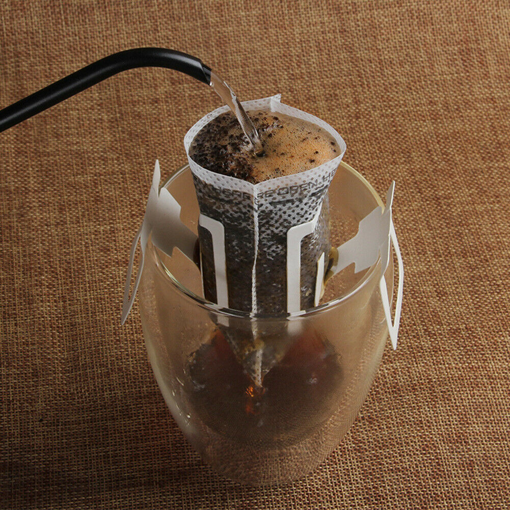 50pcs Drip Coffee Filter Bag Portable Hanging Ear Coffee Tea Filters Paper @
