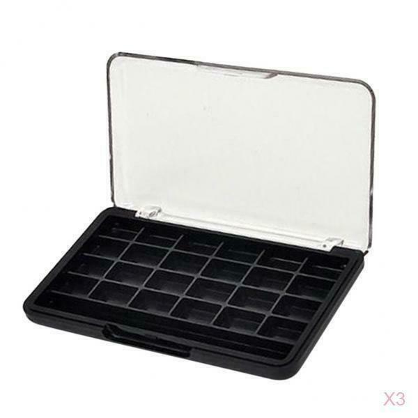 3Pcs 24 Slots Eyeshadow Palette Lip Gloss Powder Holder Container Case Black