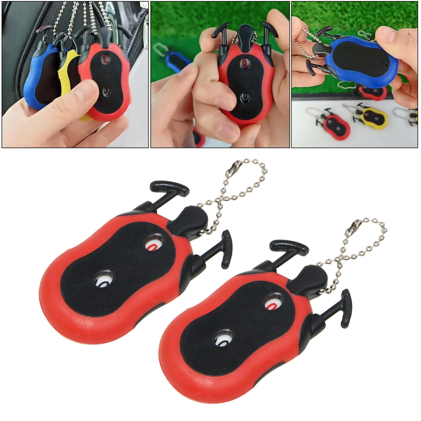 Pack of 2 Golf Score Counter 2-In-1 Double Dial Shot Putt Keeper Scorer Red