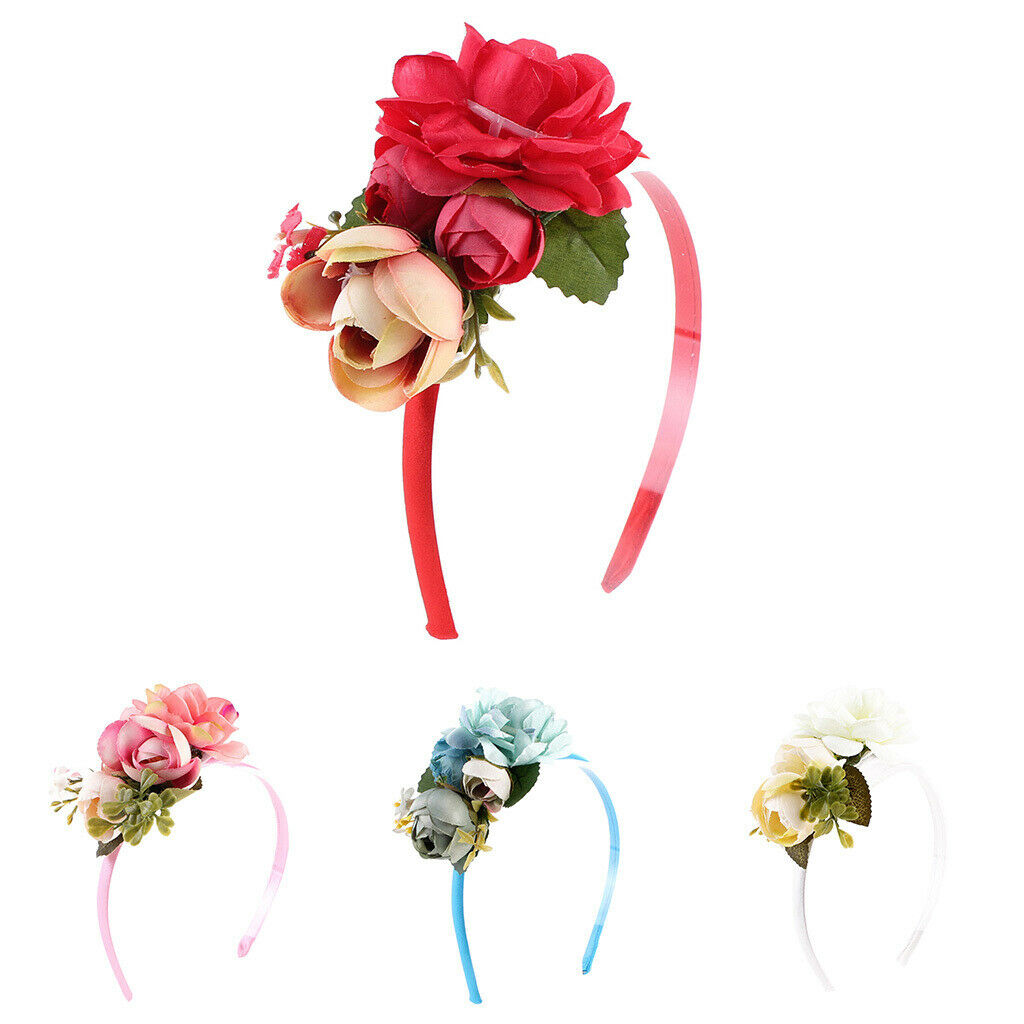 Handmade bride Floral Flower Crown Headband Garland Hair Accessories Pink