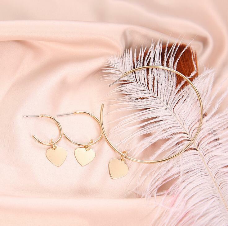 3 pcs/set Simple golden Circle heart earrings for Women Fashion Jewelry earrings