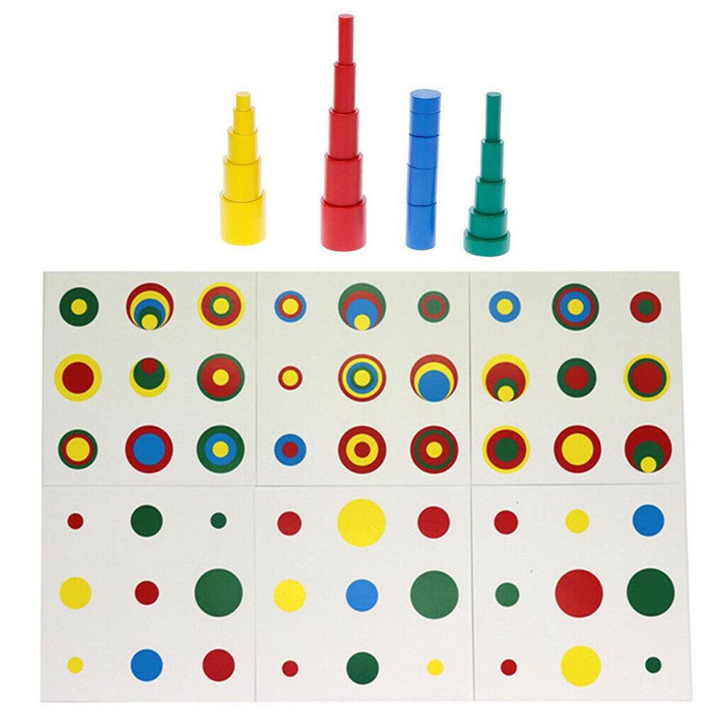 Wood Montessori Cylinder Color Matching Geometry Toys Kid Math Supplies