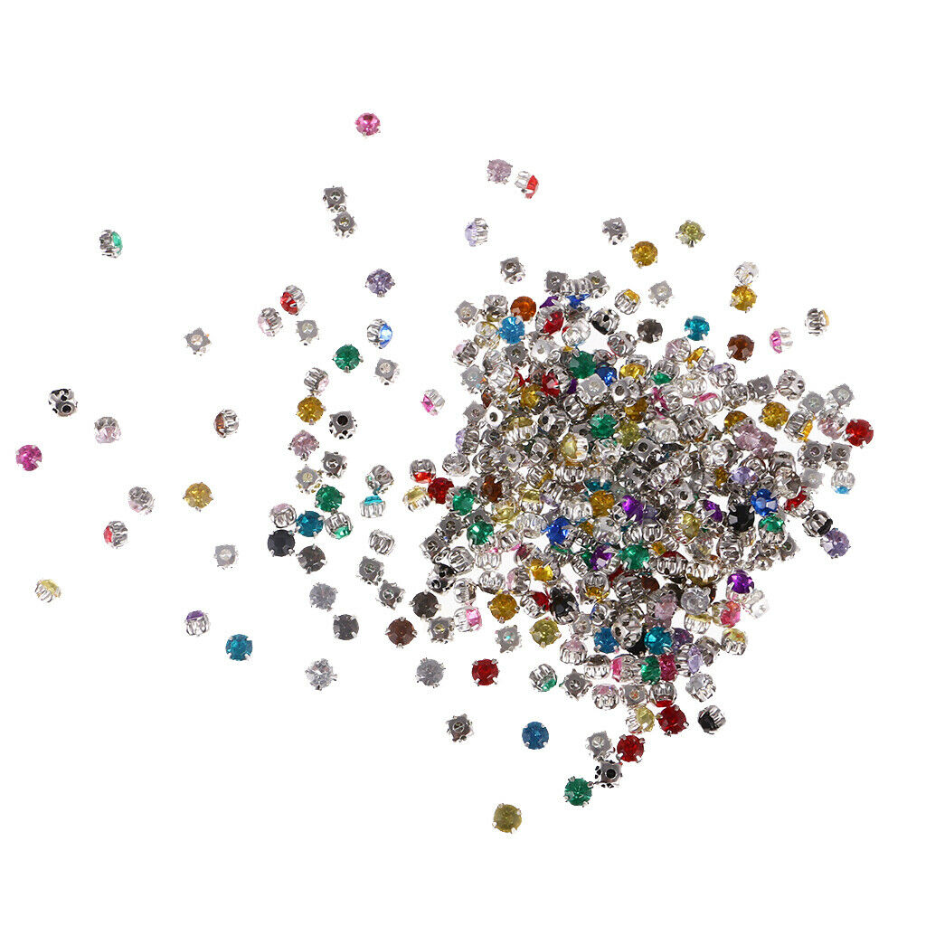 300pcs Sew On Crystal Loose Beads Faceted Beads Wedding Embellishment 6mm