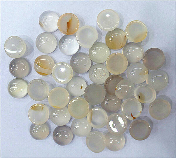100Pcs 8mm Wholesale Natural White Agate Round Cab Cabochon Accessories HH7107