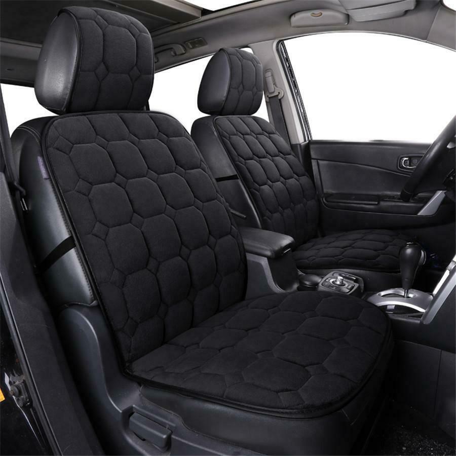 Black Car Front Seat Cushion Pad Premium Thickened Short Plush Warm Universal