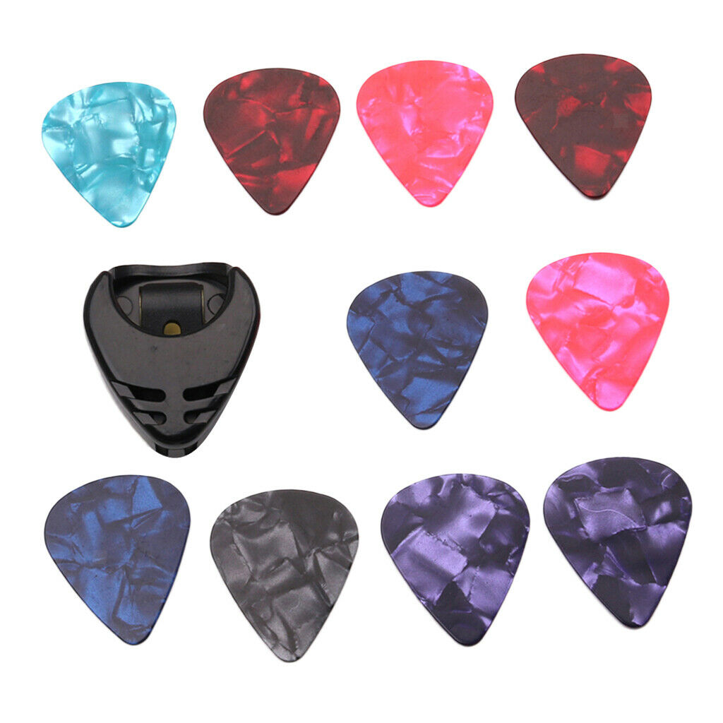 For Acoustic Guitar Electric Guitar Bass-Stick-on Holder+10 Pcs Guitar Picks