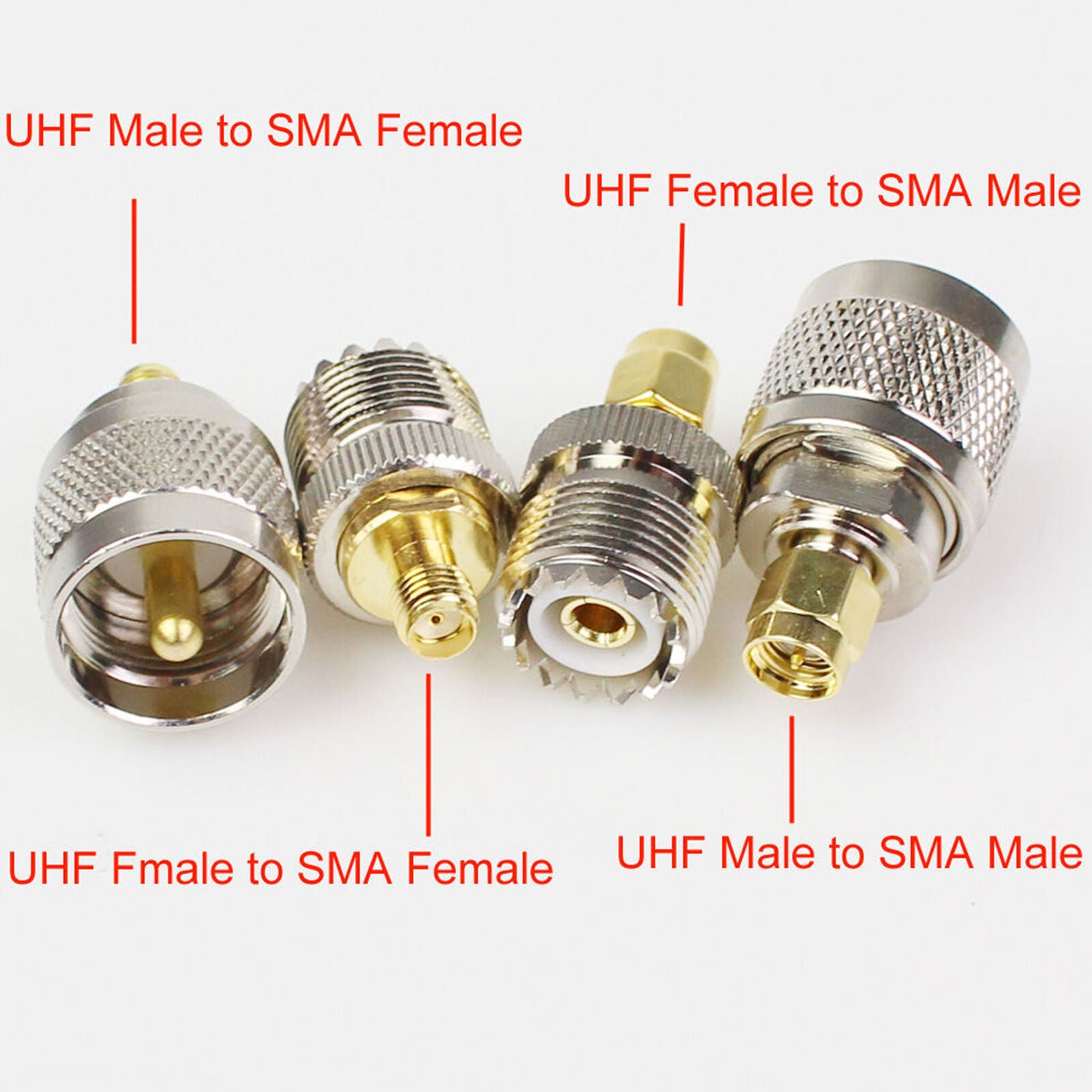 4Pcs UHF SO-239 PL-259 Male Jack to BNC Female Plug RF adapter connector