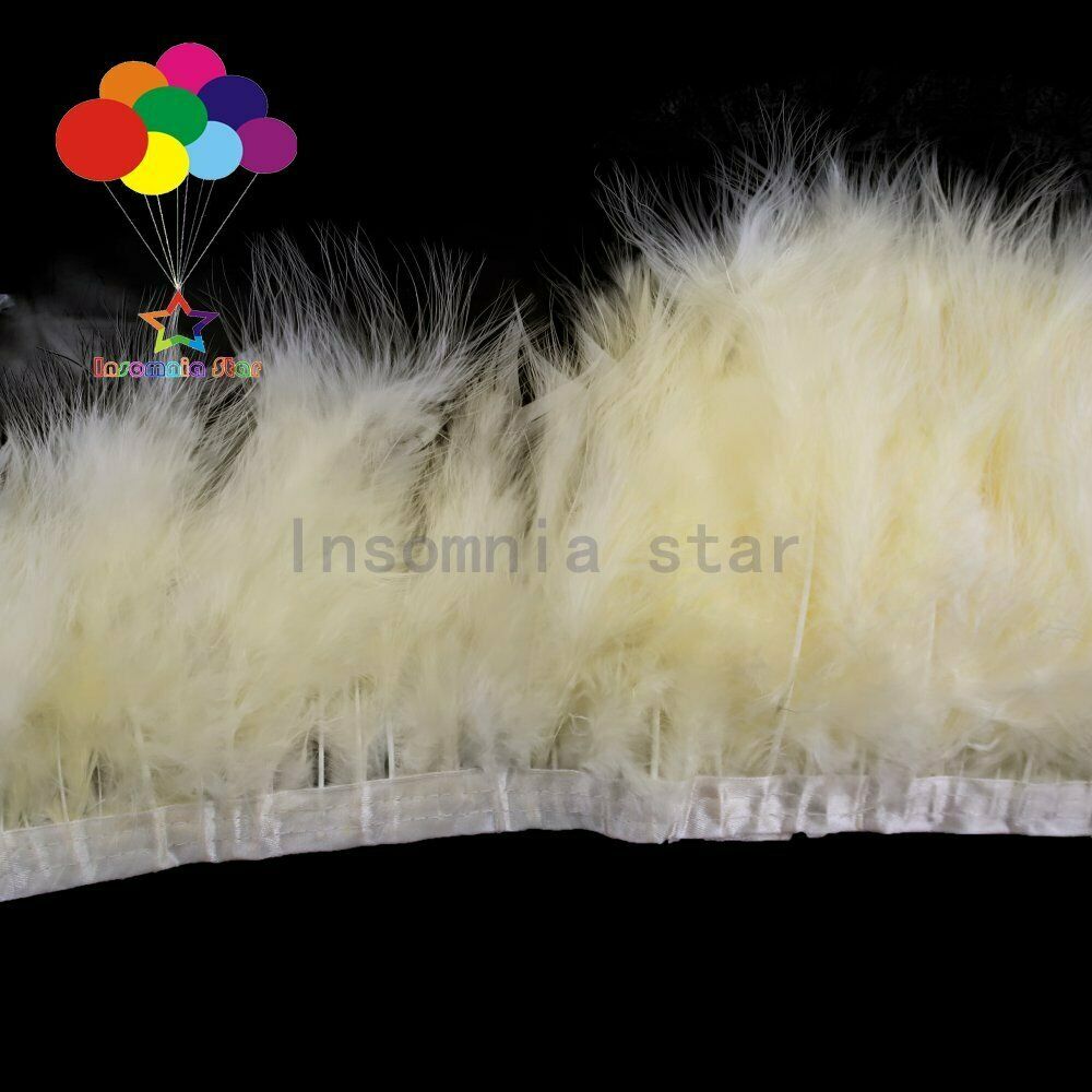 6-7" Creamy yellow Turkey Feathers Trimming Long Single Plumes Satin Ribbon