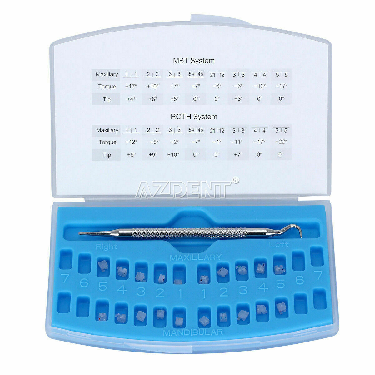3 X Dental Orthodontic Ceramic Clear Self Ligating Brackets MBT 022 Hooks 345 AZ