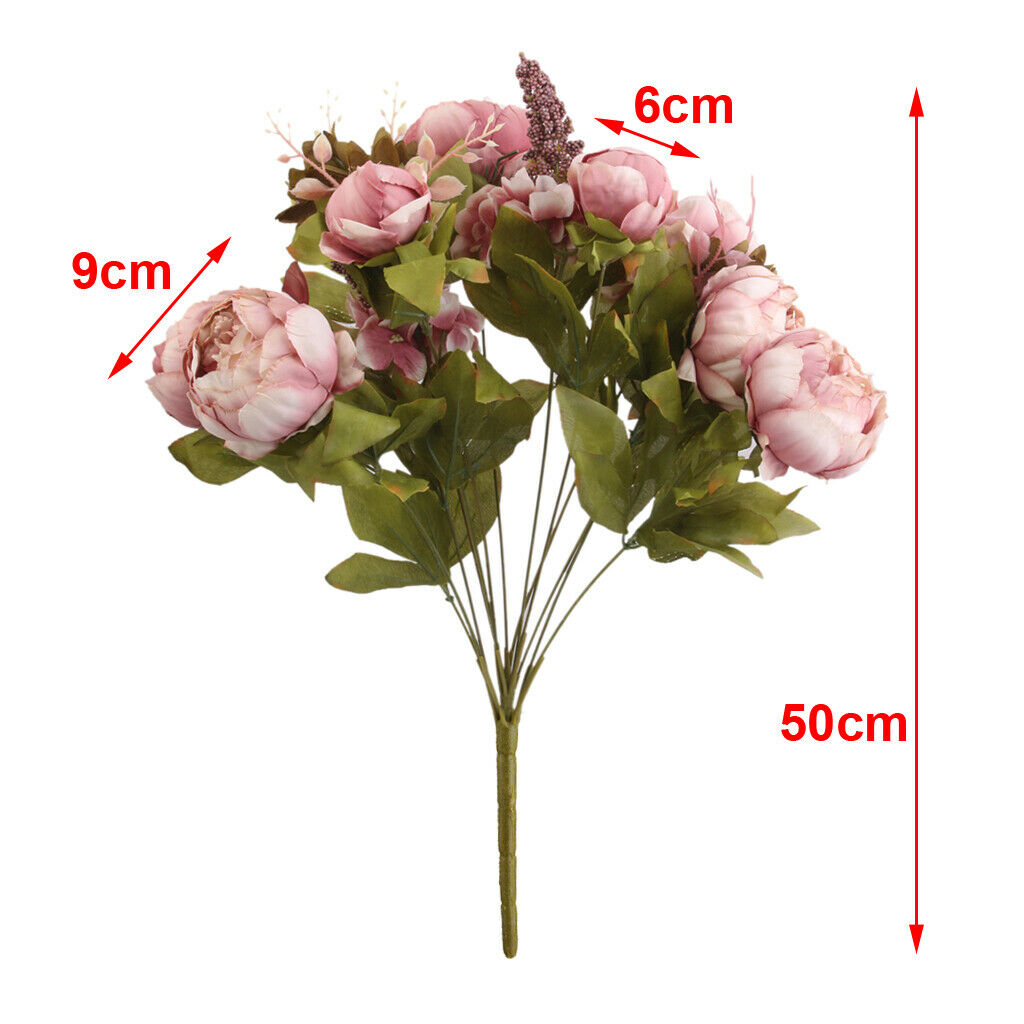 Artificial Dark Pink Peony Silk Flower Bouquet Wedding Party Home Decor UK