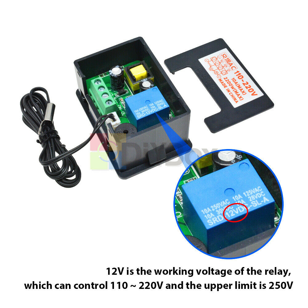 AC110-220V 1.37" LCD Display Temperature Controller w/NTC Sensor Probe -55℃~120℃