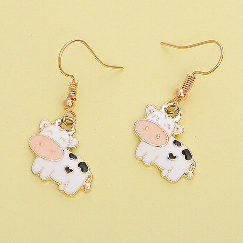 Fashion Cow Earrings Drop Dangle Jewelry Farm Animal Party Accessories Gi.l8