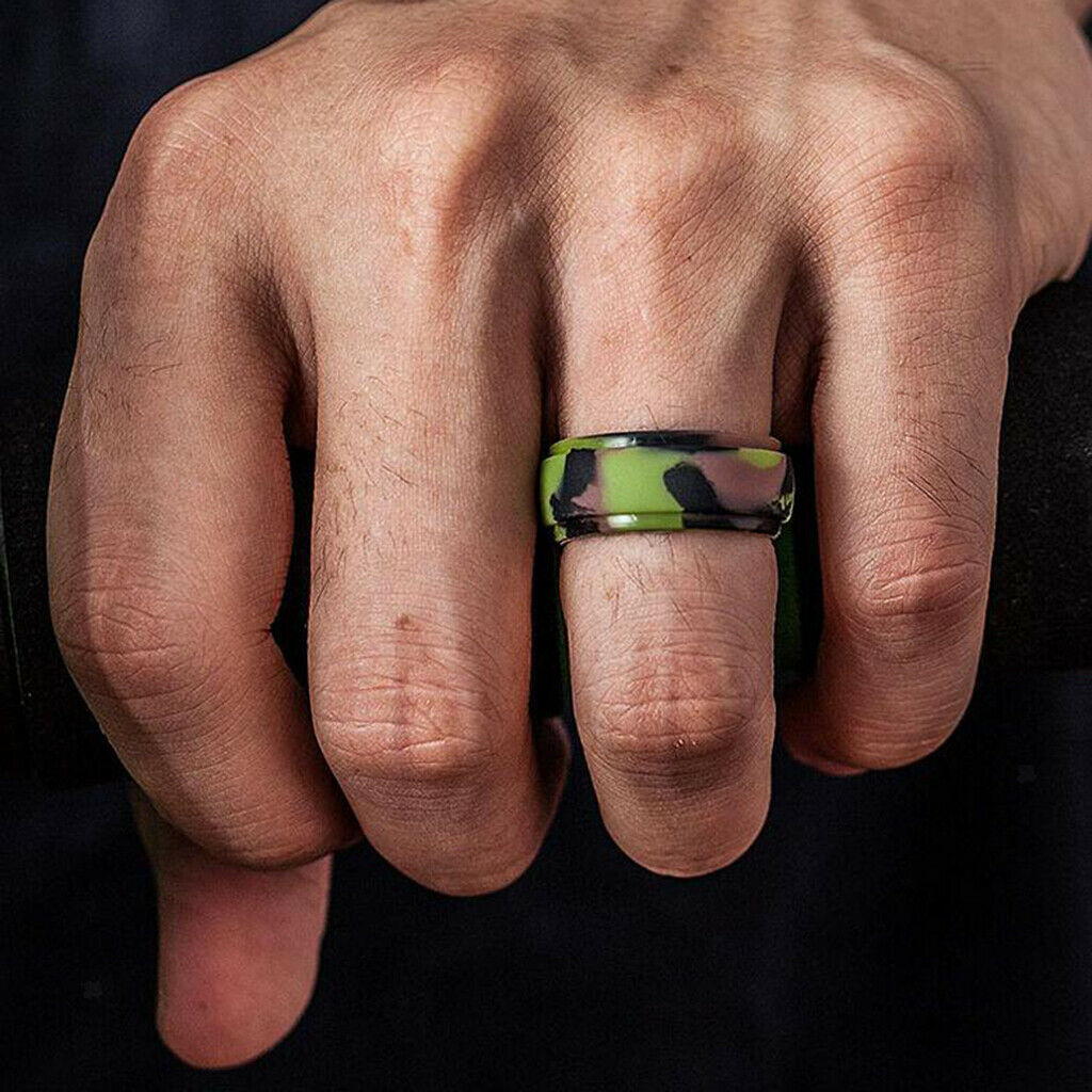 8 Pieces Silicone Rings Men Women Band Sport Rings Outdoor Rings Size 14