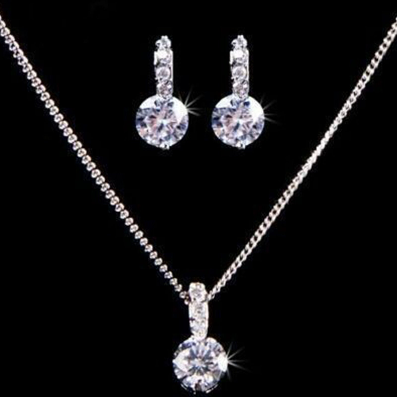Bridesmaid Jewelry Wedding Jewellery Crystal Rhinestone Necklace Earrings New