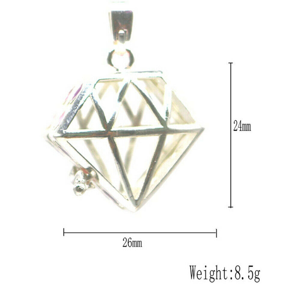 Adjustable Copper Locket Charm Pendant-Rhombus&Round Ball Shape-Aroma Essential