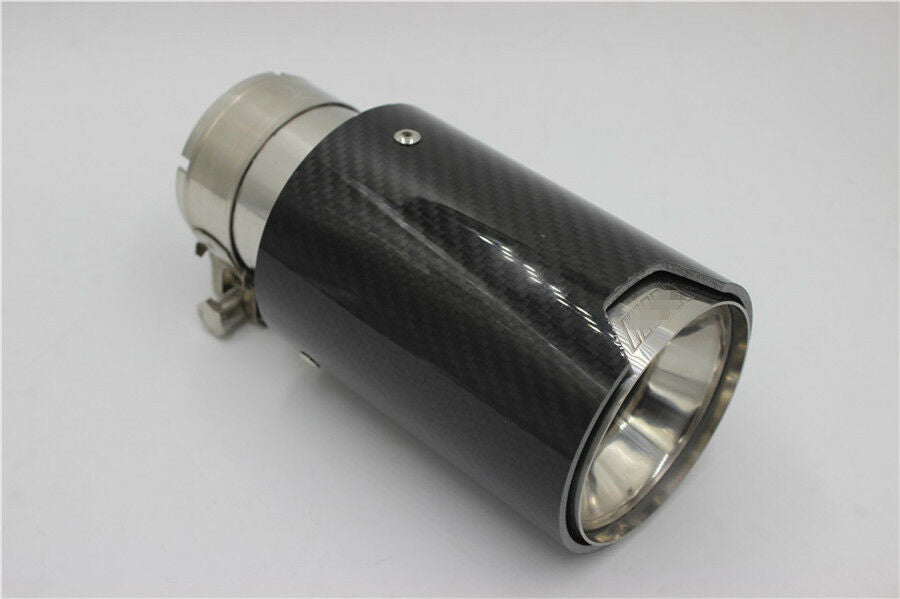 100% Real Carbon Fiber Glossy Black Exhaust End Tips for BMW 2.5'' in 3.5'' out