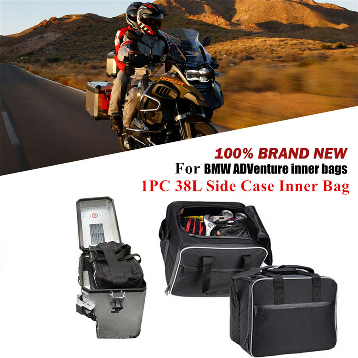 38L Black Motorcycle Side Case Bag For BMW R1200GS Advenutre 2013-2017 R1250GS