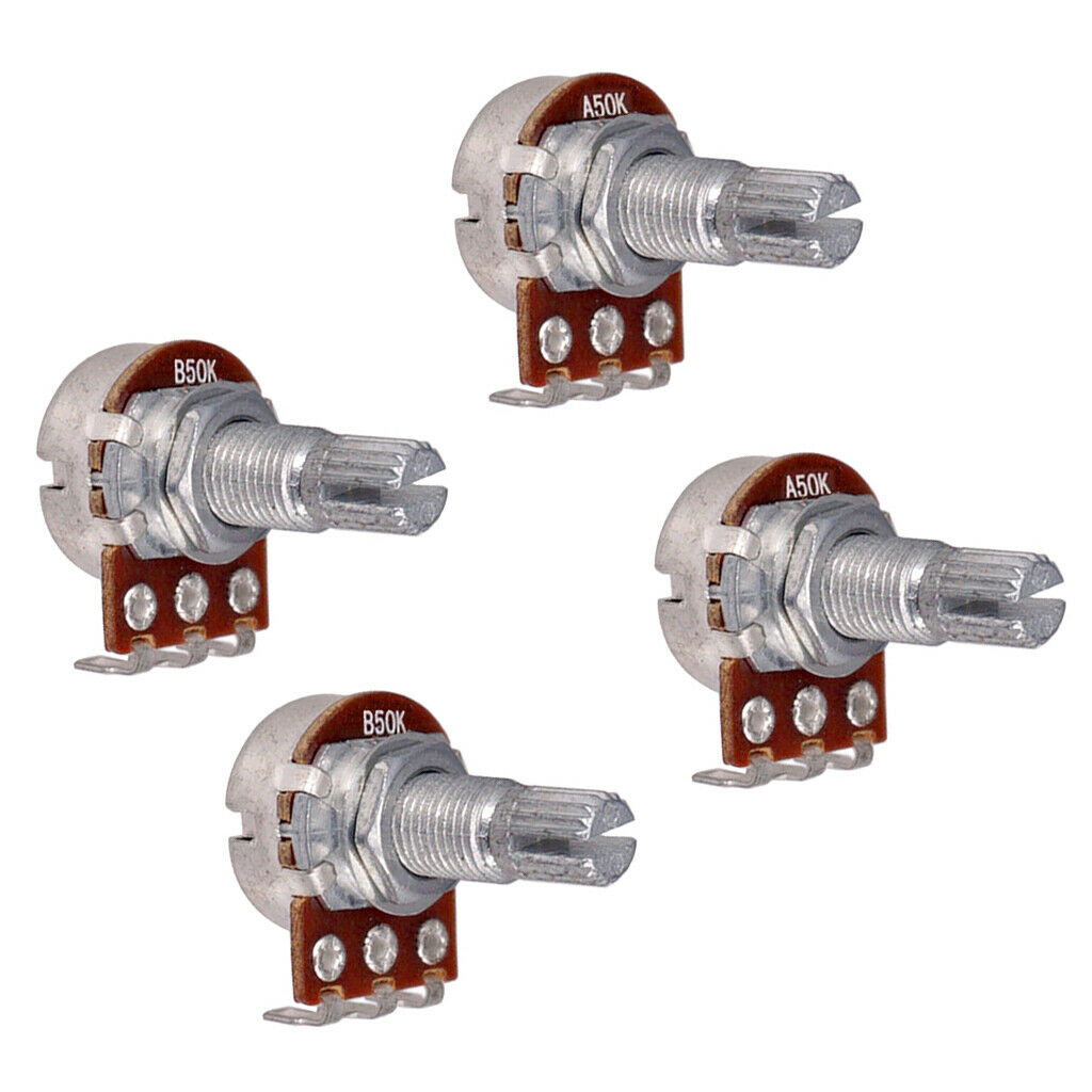 2X 4 Pieces A50K/B50K Long Split Shaft Audio Taper Low Friction Potentiometers