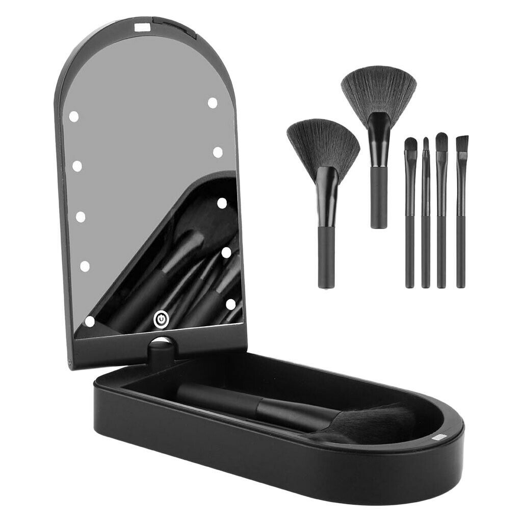 Makeup Mirror Box with 6 Makeup Brushes and Storage Box Touch Switch Light