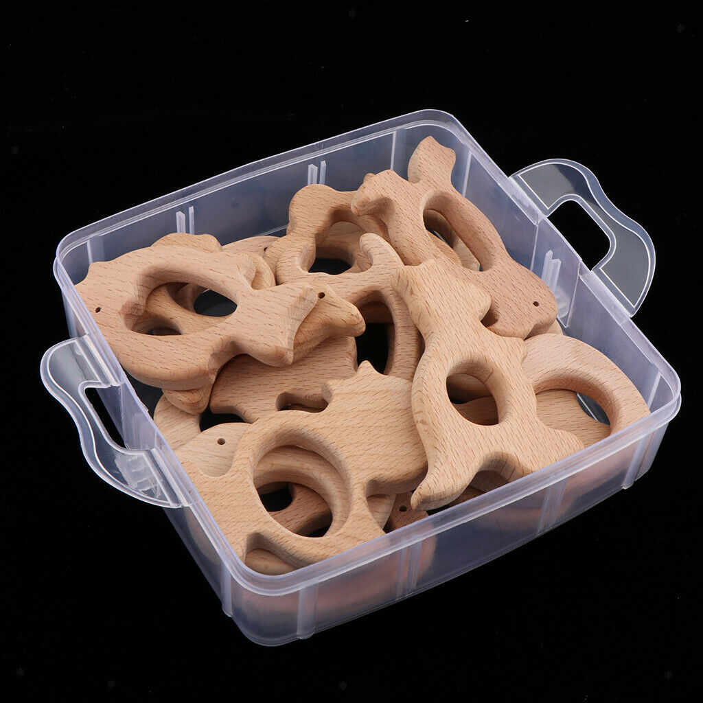 15pcs Wooden Animal Shape Teether for Baby Teething Toys Chew Nursing Gifts